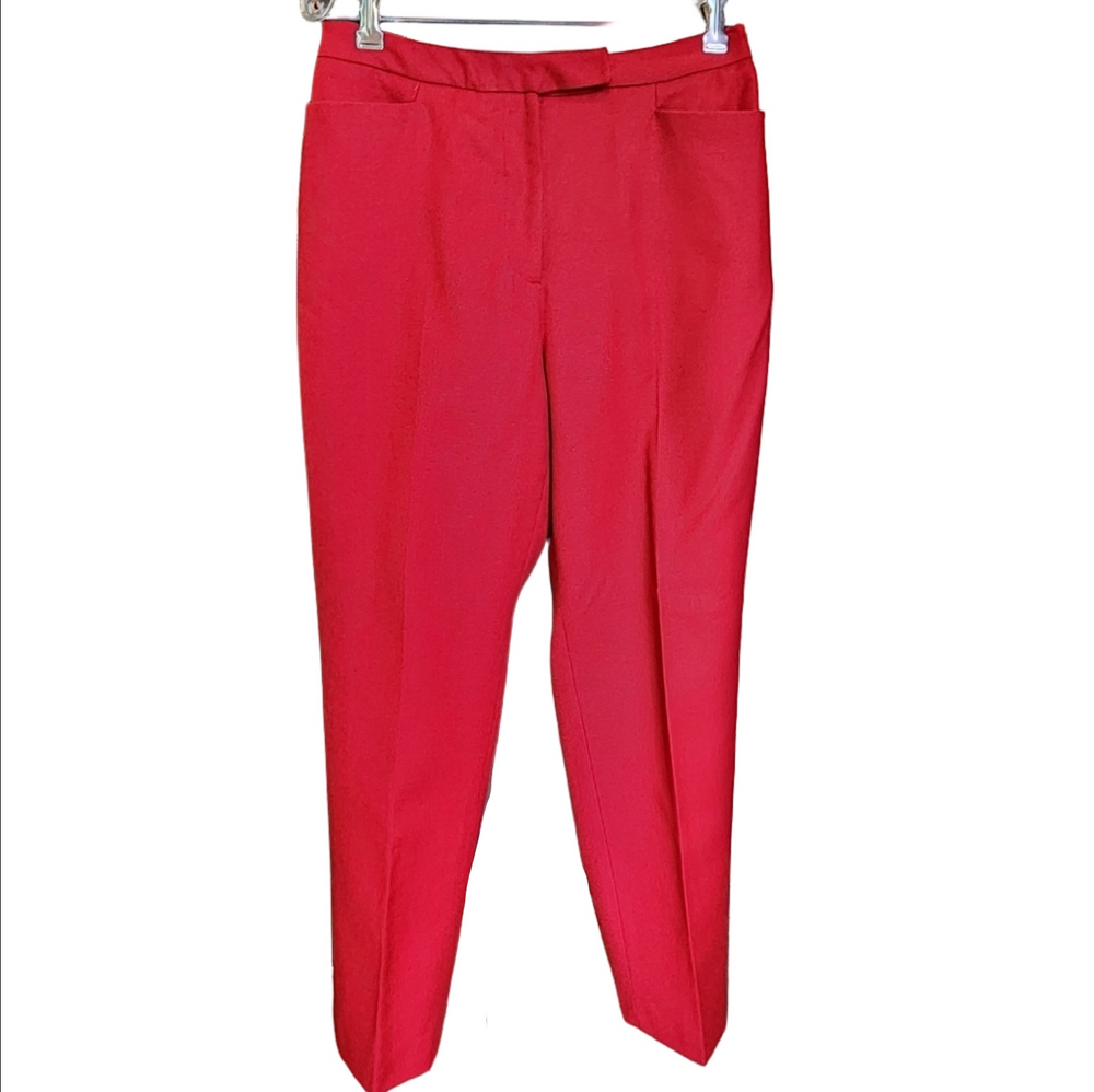 David N. Elegant Red Women's Wool Trousers